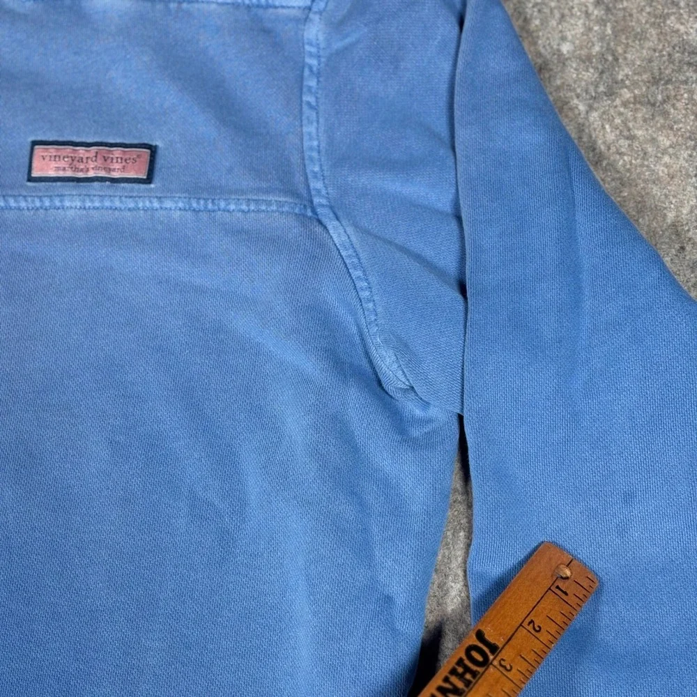 Vineyard Vines Quarter Zip Pullover Mens M Blue Shep Shirt Logo Cotton Sweater
